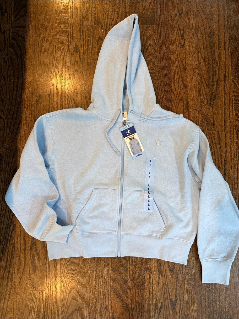 Champion Light Blue Full-Zip woman’s cropped large Hoodie